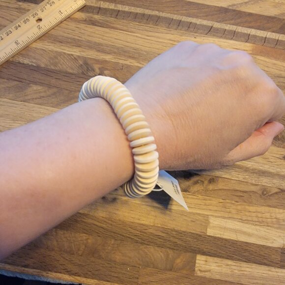 Meghan Browne Style Lola Ivory Natural Wood Stackable Bracelet - Picture 2 of 13